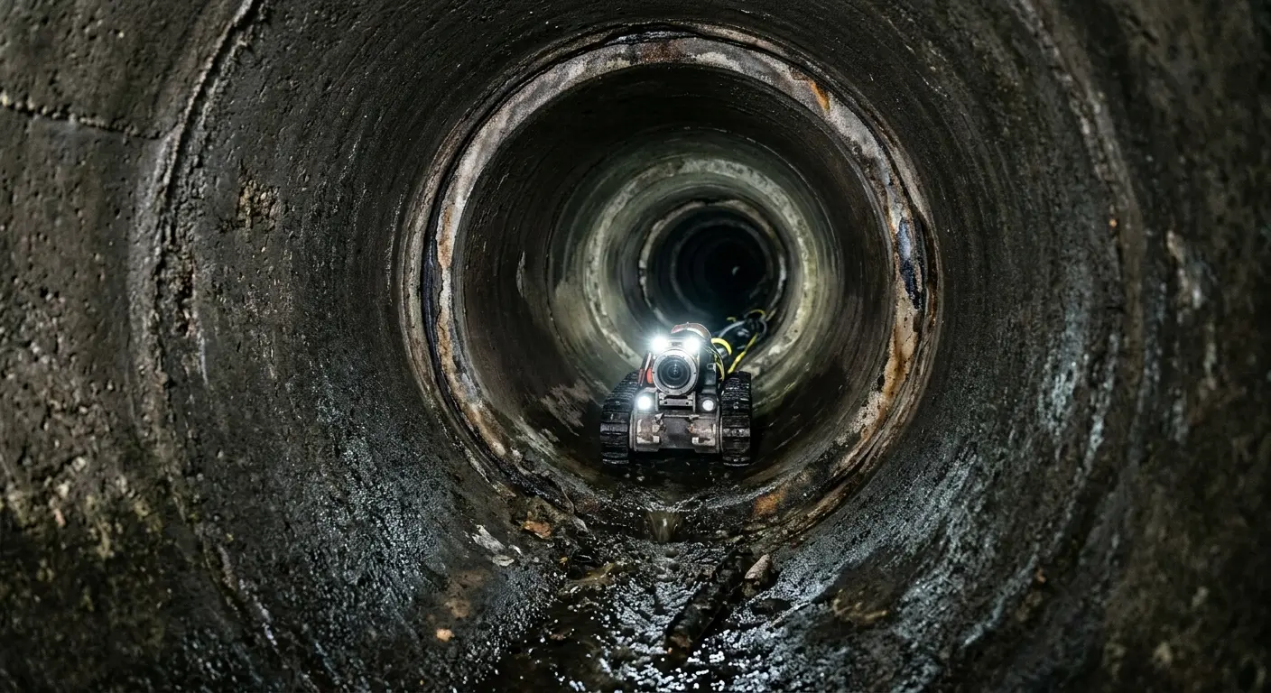 Robotic sewer camera inspecting pipe interior for Drain Snake Service in Tehachapi